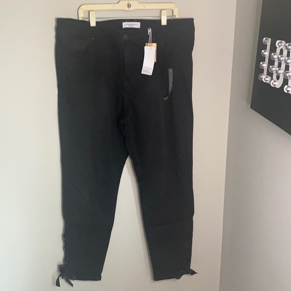 Super stretch Denim with Satin Lace Ties on Side